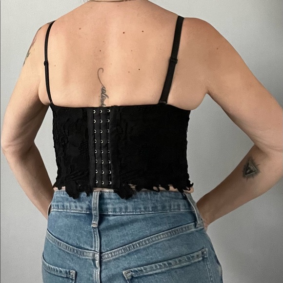 Black bustier ~ corset style | hook & eye back - Picture 3 of 8